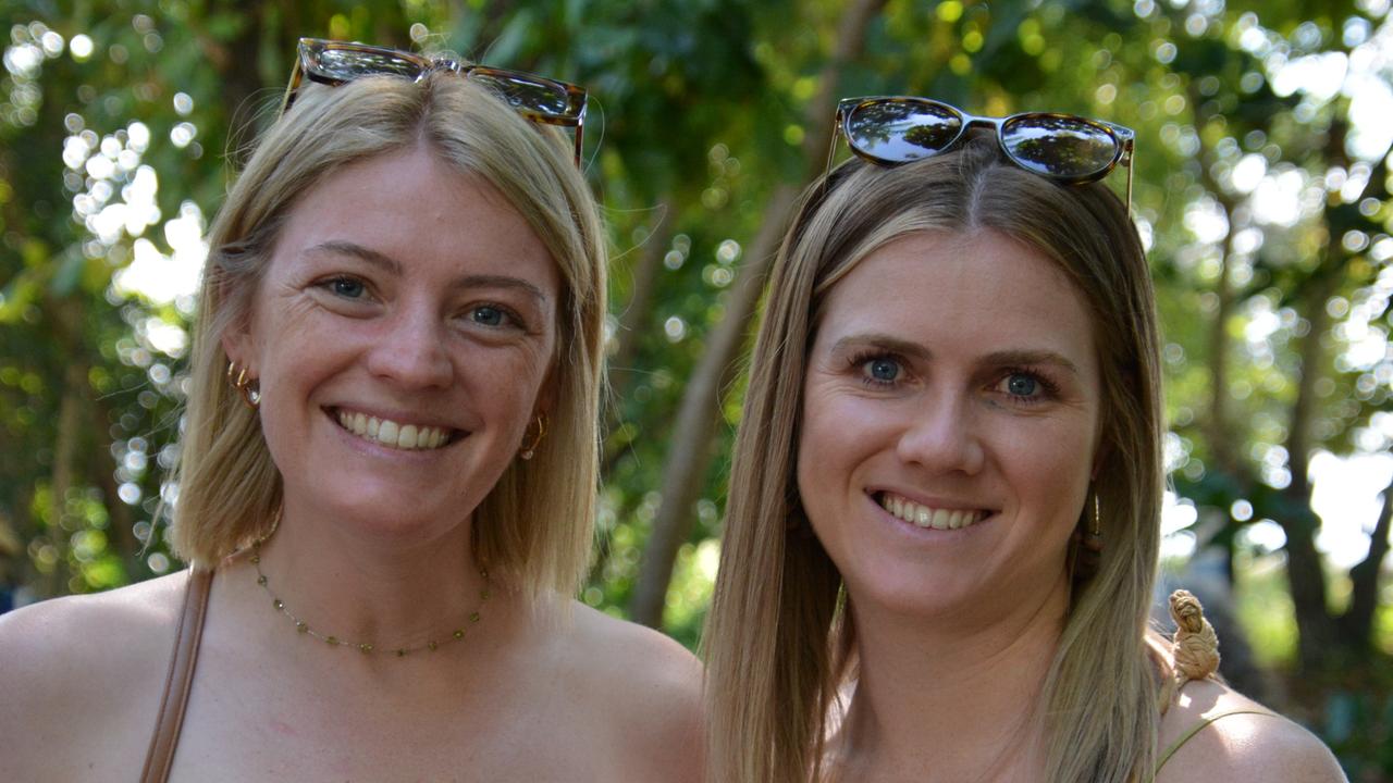 Courtney Bauer and Sarah Chester at the vibrant Festival of the Knob at Yorkeys Knob on Saturday. Picture: Bronwyn Farr