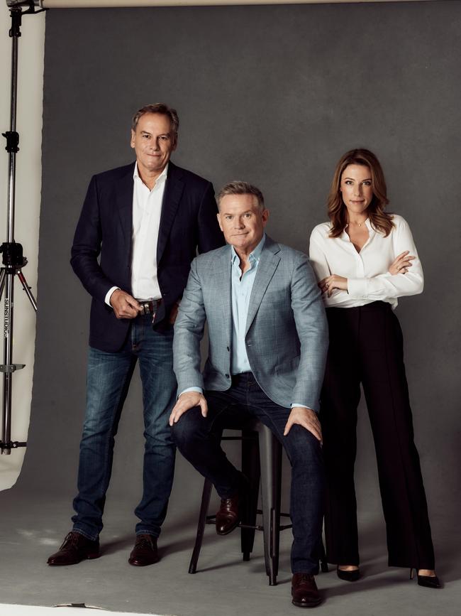 Channel Seven Spotlight's Liam Bartlett, Michael Usher and Sarah Greenhalgh. Source: Seven.