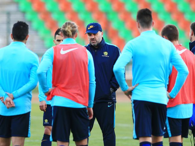 Coach, Ange Postecoglou during a training session ahead of the Socceroos World Cup qualifier against Iraq in Tehran, Iran. pic Mark Evans