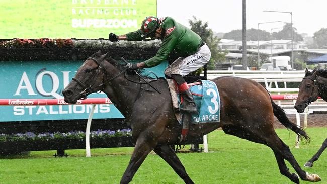 Cool Archie unleased a powerful finish to win the Group 2 BRC Sires' Produce Stakes at Eagle Farm. Picture: Trackside Photography