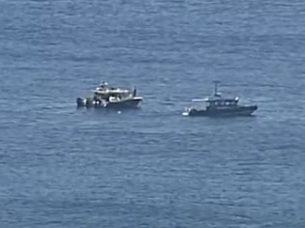 Boats in the area of the incident off Amity Point, Stradbroke Island. Picture: 7 News