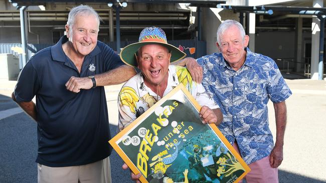 Richard Ferry, Steve Price and Colin Harkness outside Reef HQ which remains closed. Picture: Shae Beplate.