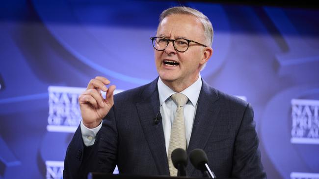 Labor leader Anthony Albanese speaks at the National Press Club last month. Picture: Getty Images