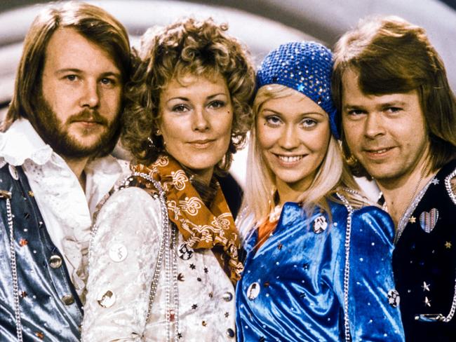 Picture taken in 1974 in Stockholm shows the Swedish pop group Abba with its members (L-R) Benny Andersson, Anni-Frid Lyngstad, Agnetha Faltskog and Bjorn Ulvaeus posing after winning the Swedish branch of the Eurovision Song Contest with their song "Waterloo". - Sweden's legendary disco group ABBA announced on April 27, 2018 that they have reunited to record two new songs, 35 years after their last single. The quartet split up in 1982 after dominating the disco scene for more than a decade with hits like "Waterloo", "Dancing Queen", "Mamma Mia" and "Super Trouper". (Photo by Olle LINDEBORG / TT News Agency / AFP) / Sweden OUT (Photo credit should read OLLE LINDEBORG/AFP via Getty Images)