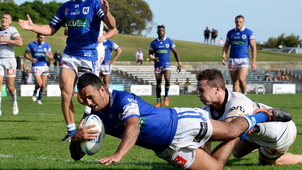 Newtown halfback Braydon Trindall scores a try against Penrith at Henson Park in a 2019 NSW Cup game. Picture: Michael Magee Photography