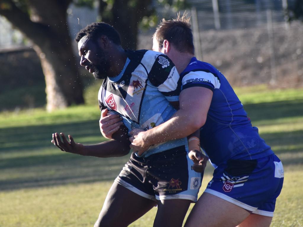 A-grade action between Norths and Gladstone Valleys at the inaugural TBMMBEKIND Day at the Gymmy Grounds, Rockhampton, on July 20, 2024.