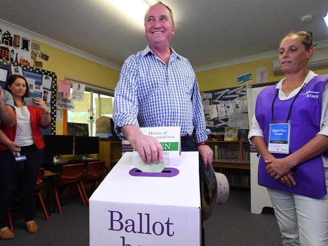 The former deputy PM casts his vote.