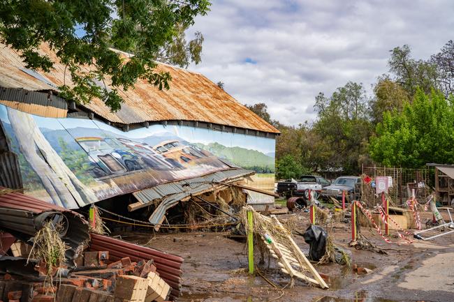 Huge storms late Sunday caused a massive flash flood in the middle of the night in Eugowra, with houses washed off their foundations, and cars and other items strewn though the town. Picture: Chris Watson/Farmpix Photography