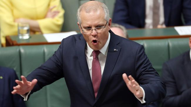 Prime Minister Scott Morrison during Question Time. Picture Gary Ramage