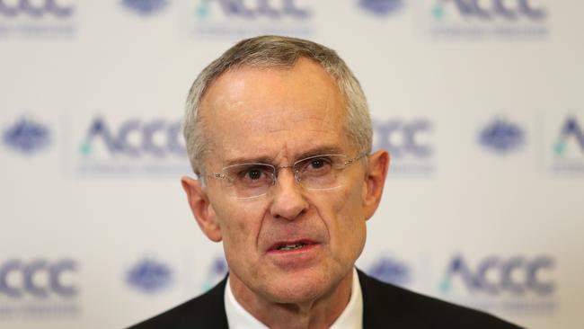 ACCC chairman Rod Sims discussing the watchdog’s preliminary report into Google, Facebook. Picture: Hollie Adams