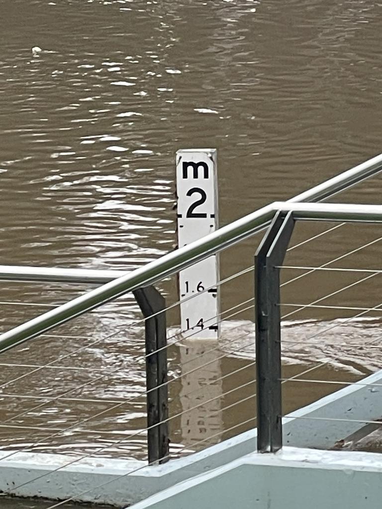 The water gauge at the Parramatta River near the wharf is 1.3m on Wednesday at 11am.