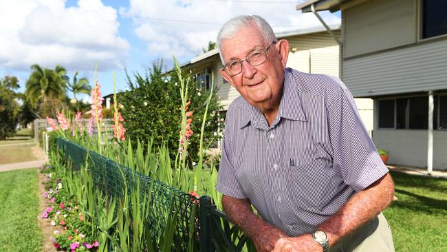 Laurie Neilson, 82, has be exhibiting his Gladolis for over 15 years at the Townsville Show. Picture: Shae Beplate.