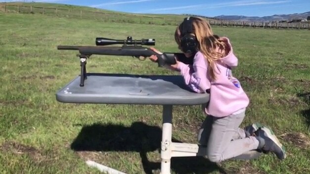 8-year-old Willow firing a rifle. Picture: Instagram.