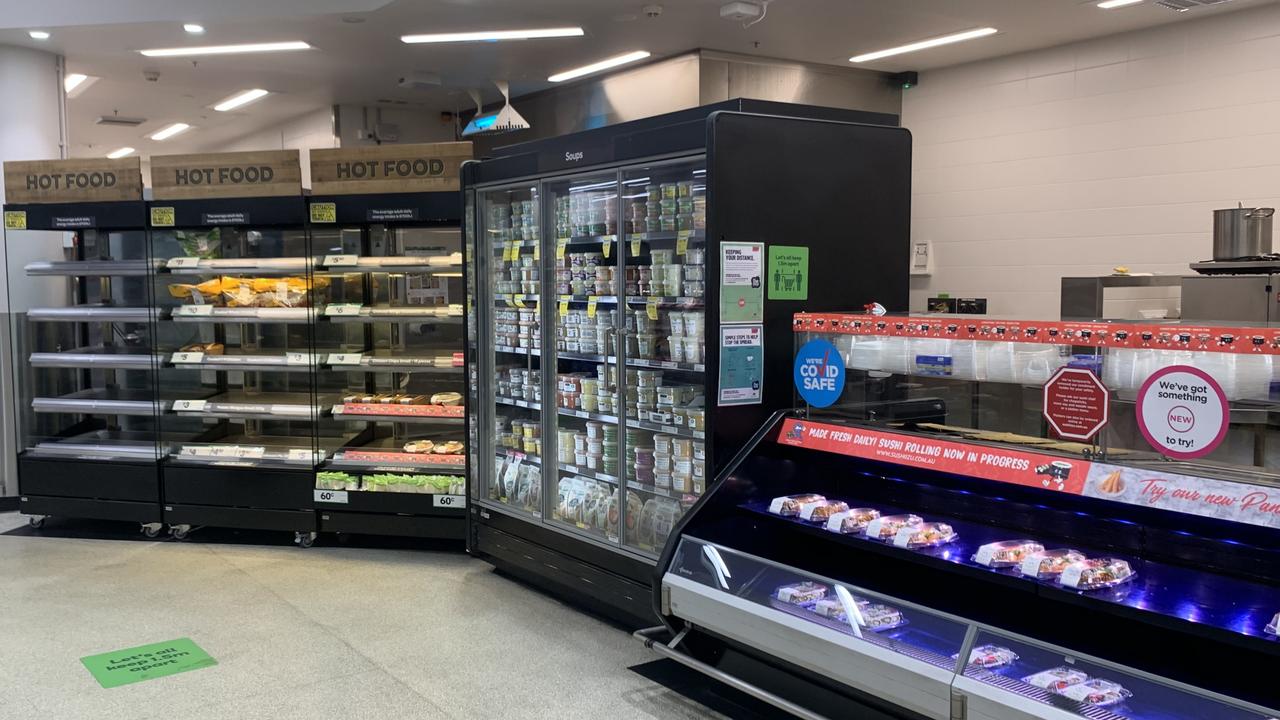 The Woolies in Haymarket, close to Sydney’s Chinatown, now has sushi fridges, a dairy cabinet and hot food where a small deli once featured. Picture: Benedict Brook/news.com.au.