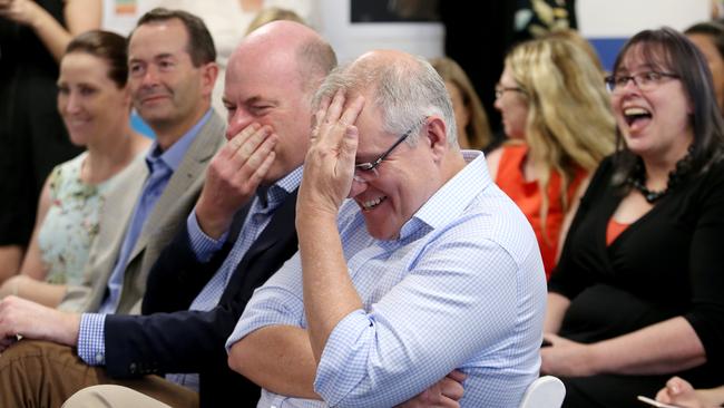 09/12/2018: (L-R) Trent Zimmerman MP and Prime Minister Scott Morrison during a visit to the Butterfly Foundation in Crows Nest on Sunday. Hollie Adams/The Australian