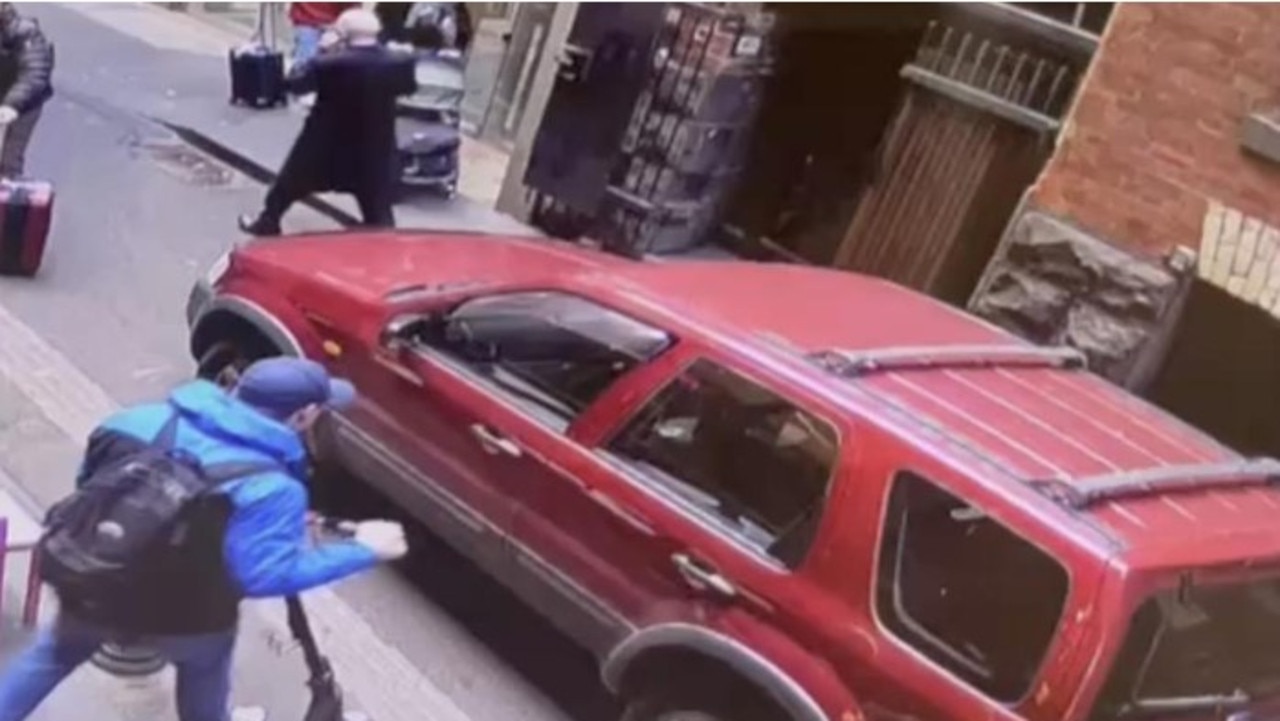 A man in a blue jacket is accused of taking the car. Picture: Supplied