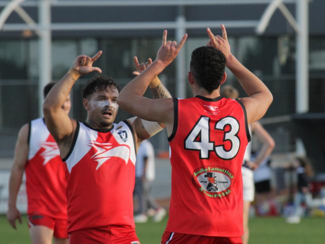 Isaiah Johnson and Ricardo Liparota. Picture: Glenn Milne.