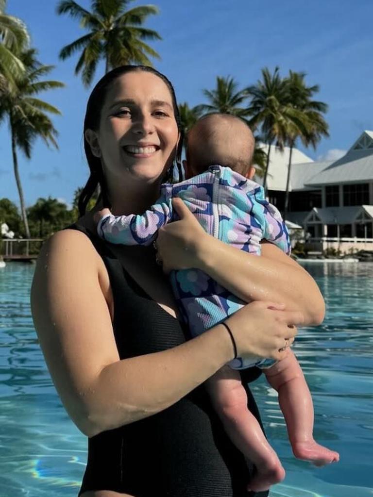 Adelaide restaurateur and MasterChef star Laura Sharrad with her baby Florence. Picture: Facebook