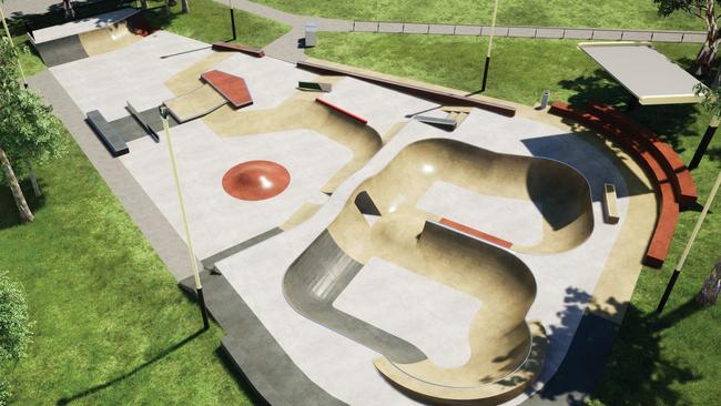 A concept image of the revamped Albany Creek skate park. Image: Convic