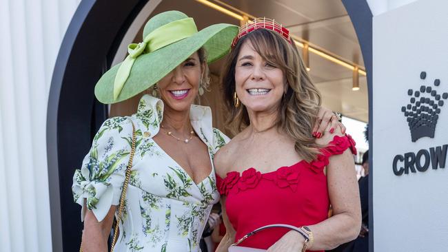 Heloise Pratt and Fiona Geminder at the Melbourne Cup. Picture: Jason Edwards