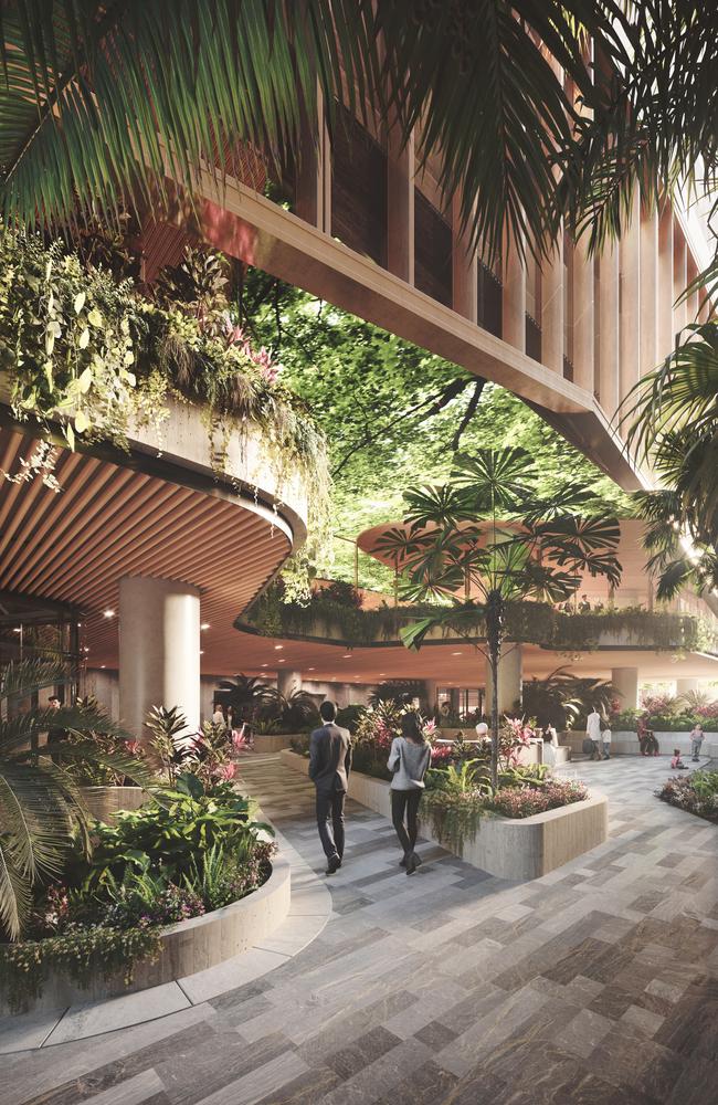 An artist's impression of what the site of the Brisbane Fruit &amp; Produce Exchange on Turbot Street will look like as part of the Mirvac's 80 Ann Street development.