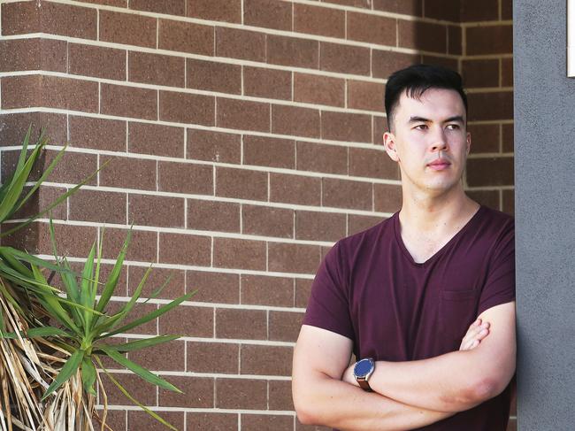 Joseph Ryall poses in Zillmere, Brisbane on Thursday, April 9, 2020. Mr Ryall stands outside his property which he leases. (AAP Image/Claudia Baxter)