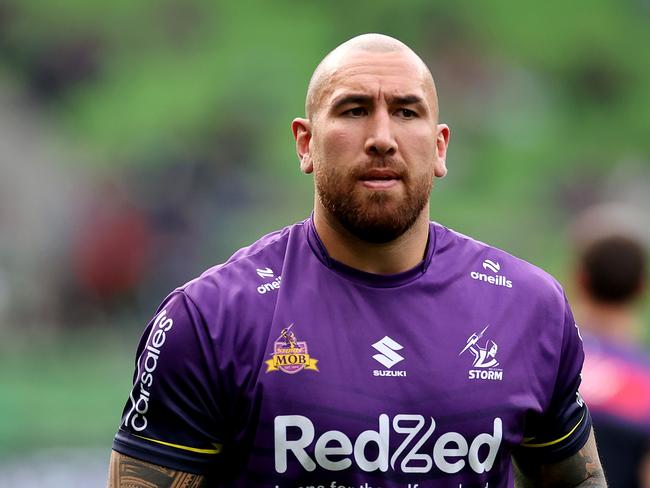 The Wests Tigers are monitoring the form and future of Melbourne prop Nelson Asofa-Solomona as they await a decision from Stefano Utoikamanu. Picture: Getty Images