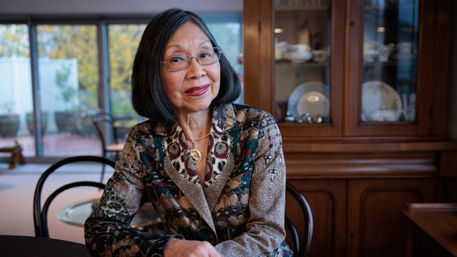 Helene Chung who was the first non-white reporter on Australian television, at her home in Hobart Tas. Picture: Peter Mathew