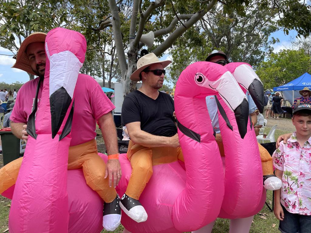 The theme was flamingoes for one race-going group.