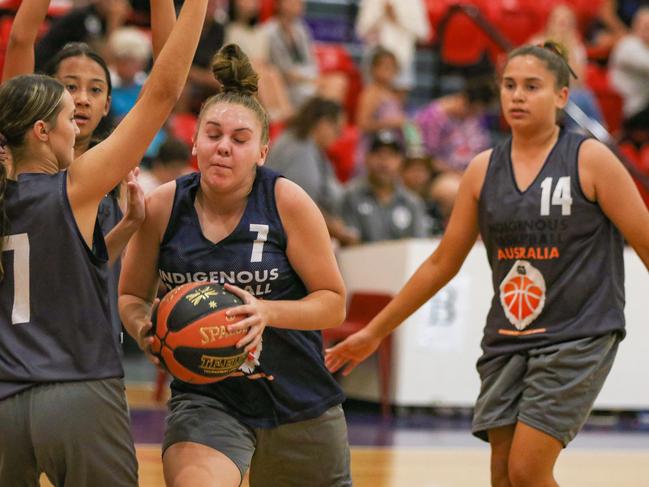 Jayla Thorne – one of the MVPs from the Indigenous Community Basketball League – is also expected to star for the NT Under-16 girls’ team. Picture: Glenn Campbell