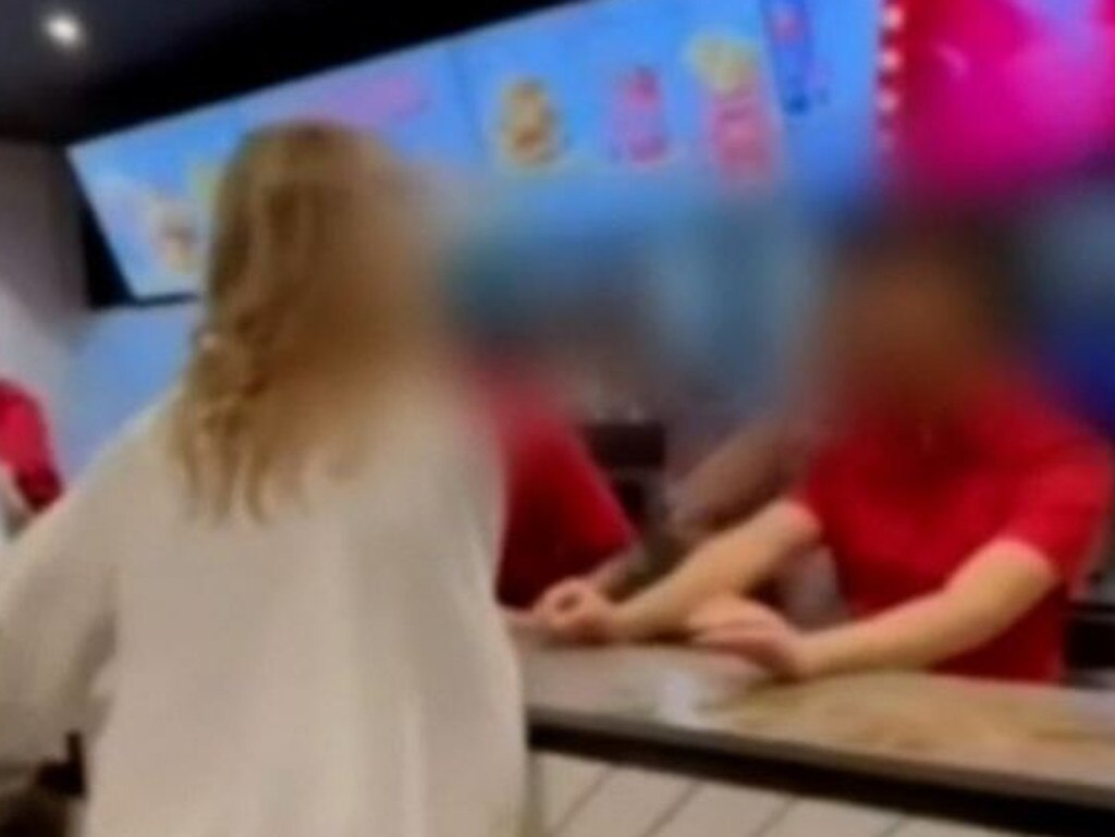 A video has emerged online of a woman in Adelaide abusing and spitting at staff at McDonald’s outlet on Hindley Street in the city’s centre.