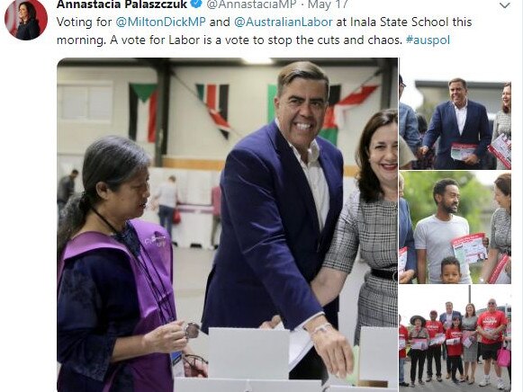 Annastacia Palaszczuk Verified twitter account election day tweet.