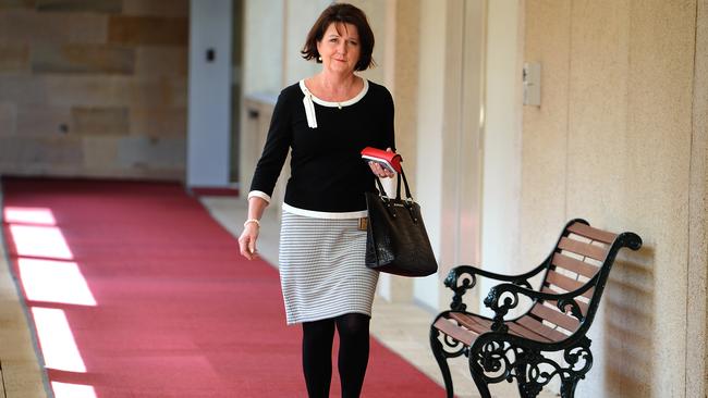 Jann Stuckey leaving State Parliament. (AAP image, John Gass)