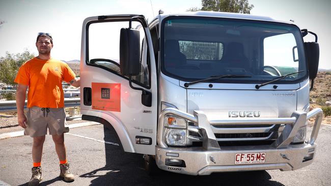 Alice Springs’ Desert Cabinets and Joinery owner Joel Ross with his truck. Picture: Supplied