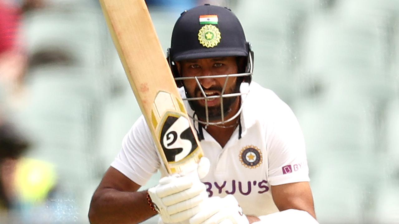 Cheteshwar Pujara of India played a typically slow innings,