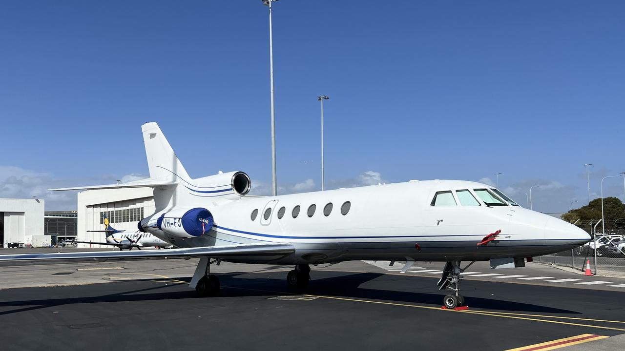 A chartered jet at Adelaide Airport for LIV Golf Adelaide 2025. Picture: Danielle Hremias / AAL