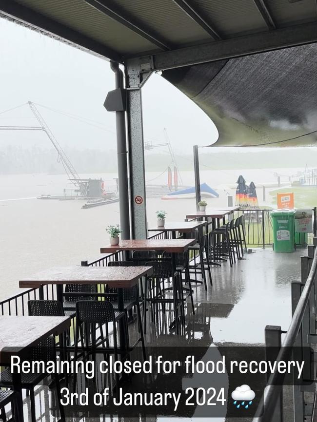 Shortly after Christmas storms, Gold Coast Wake Park was hit by flash flooding. Picture: Facebook