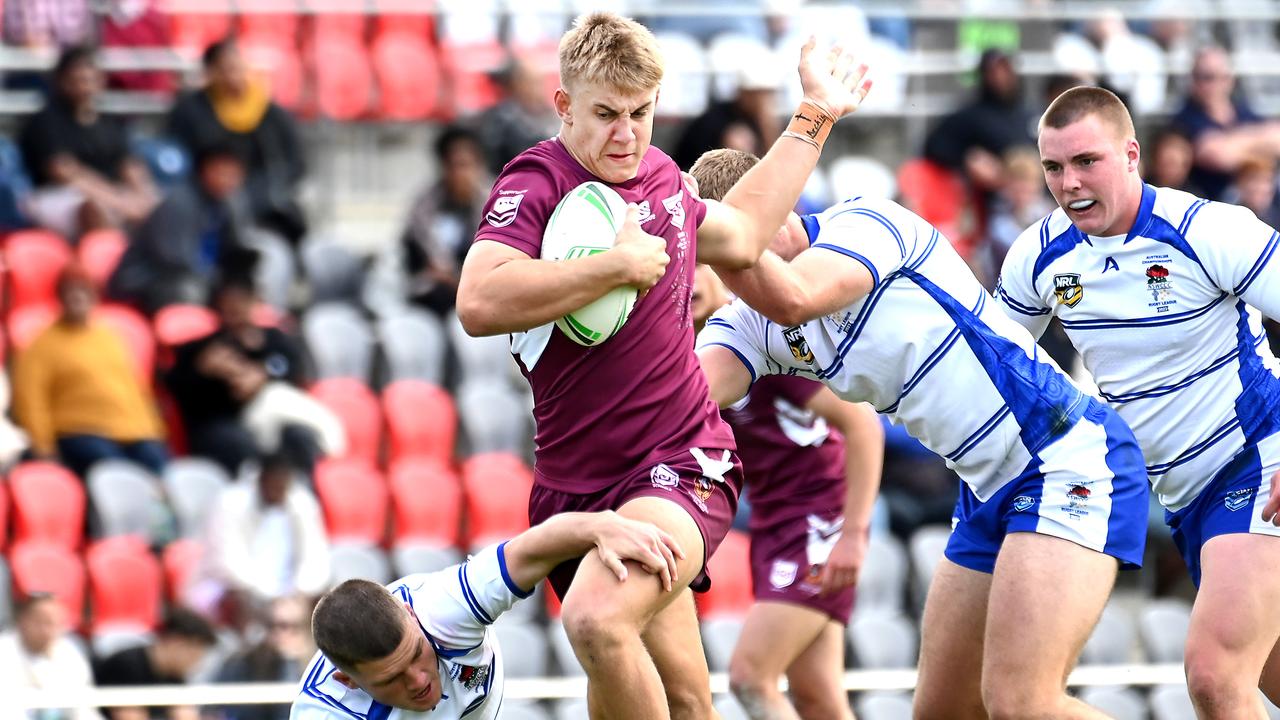 QLD player Kaiden Lahrs Qld Vs NSWCCC in the ASSRL national championships in Redcliffe. Saturday July 1, 2023. Picture, John Gass