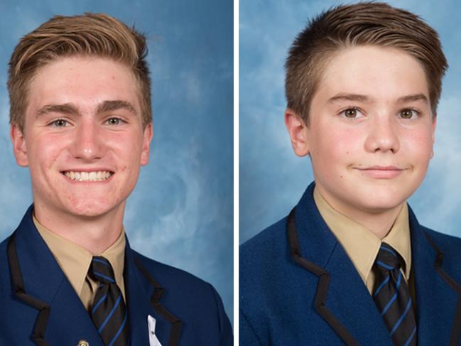 (L-R) Year 10 student Berend Hollander and his brother Year 8 student Matthew Hollander have been confirmed dead. Picture: AAP