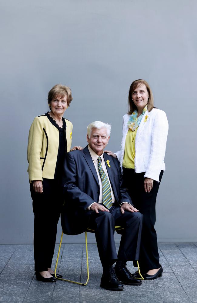 Vanessa Fowler with her parents Priscilla and Geoff Dickie. Picture: Tara Croser