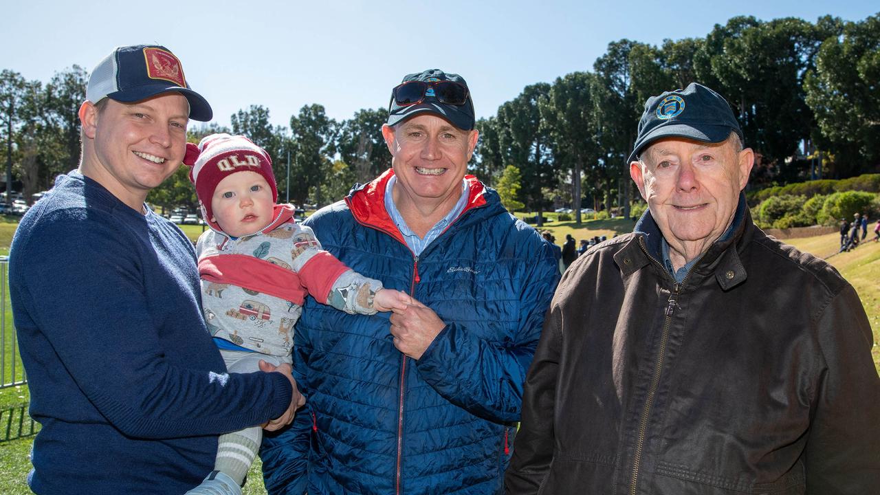 Four generations, Lachie (left), Boston, Ross and Ian Brimblecombe. Old Boys from Toowoomba Grammar School, Lachie attended from 2002 to 2007, Ross from 1979 to 1983, and Ian, from 1951 to 1953. The family were back for the annual O'Callaghan Cup. Saturday August 19, 2023