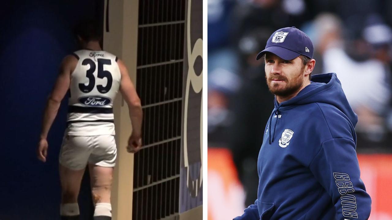 Patrick Dangerfield has claimed it was hamstring "awareness". Photo: Fox Footy and Getty Images