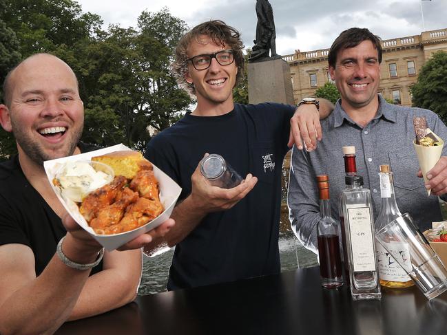 Dale Jeffery, Angus Burton and Daniel Leesong will be just three of many stall holders at the inaugural Franco Street Eats at Franklin Square this Friday evening Picture: LUKE BOWDEN