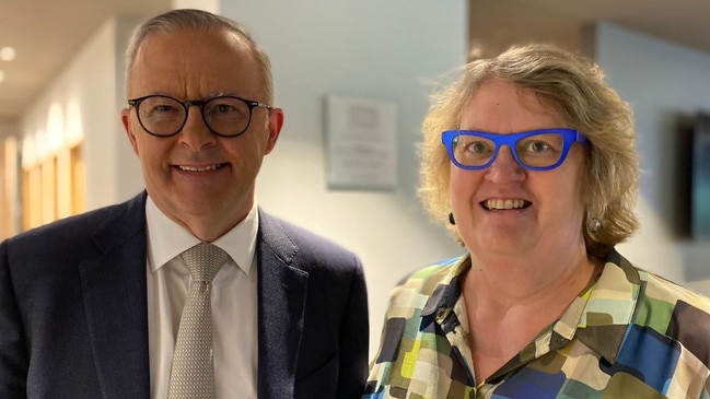 Victorian Senator Linda White with Prime Minister Anthony Albanese. Picture: X