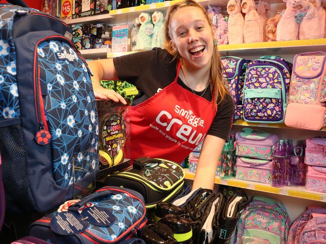 Retail assistant Meg Milton, 17 of Fitzgibbon, at the Smiggle store, Chermside. Photographer: Liam Kidston