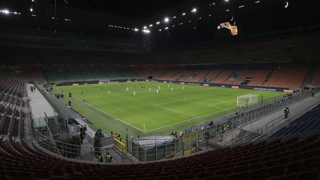 Inter Milan play Ludogorets in an empty San Siro stadium as a precaution against the coronavirus outbreak in Italy. Picture: AP