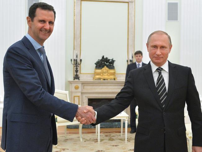 Russian President Vladimir Putin and Syrian President Bashar Assad. Picture: Sputnik, Kremlin via AP.