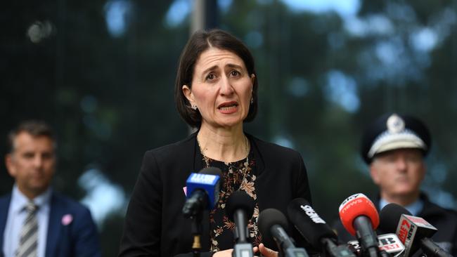 NSW Premier Gladys Berejiklian briefs the media on the COVID-19 pandemic during a press conference in Sydney on Wednesday. Picture: AAP