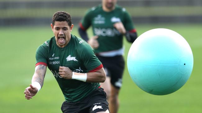 Dane Gagai cops one on Monday morning. Picture: Phil Hillyard