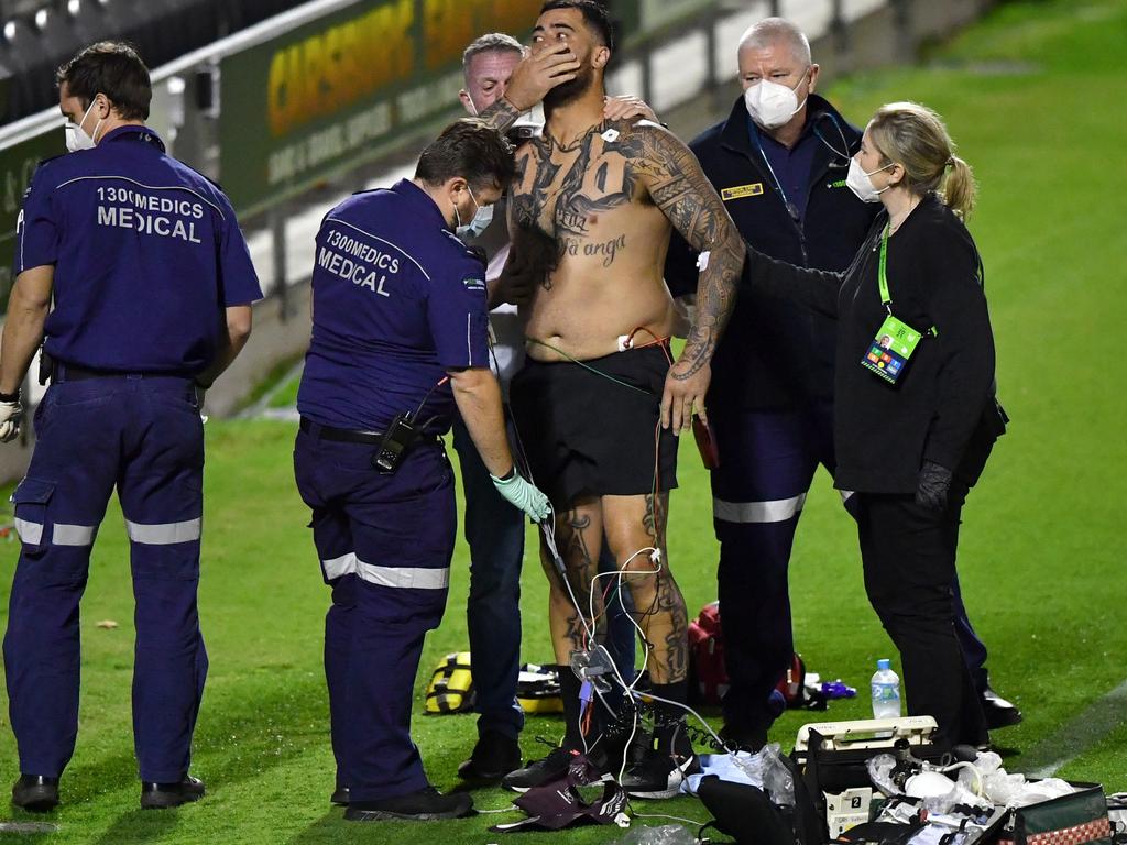 Andrew Fifita was quickly attended to by medics. Picture: Darren England/AAP